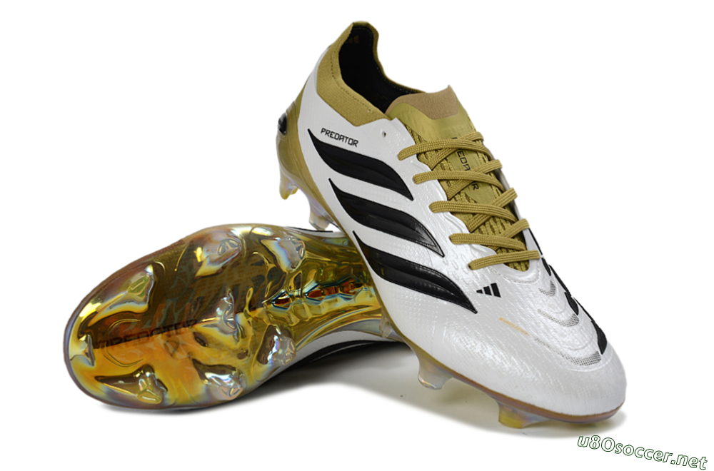 Unisex Adidas Predator 26 Elite FG Football Boots - White/Gold/Black 3