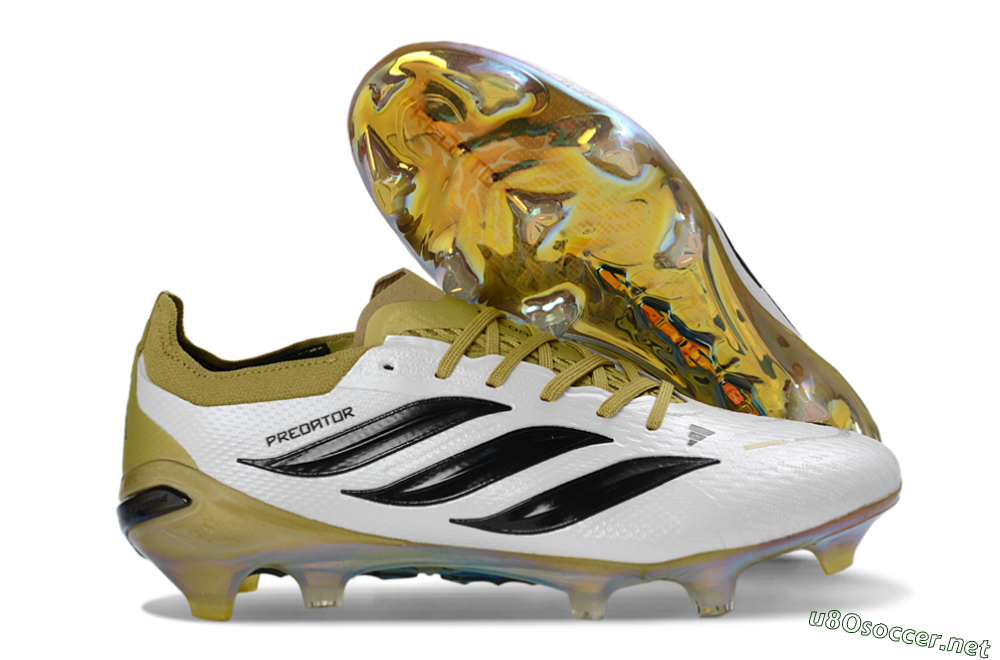 Unisex Adidas Predator 26 Elite FG Football Boots - White/Gold/Black 2