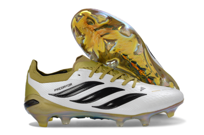 Unisex Adidas Predator 26 Elite FG Football Boots - White/Gold/Black