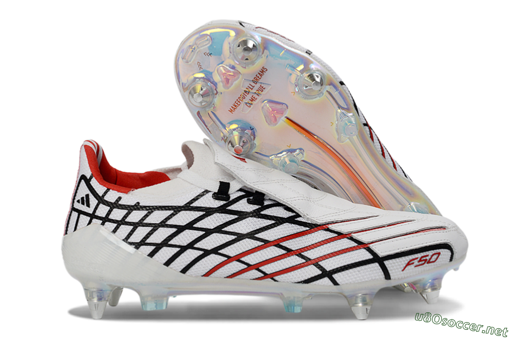 Men's Adidas F50 Spider Elite SG Football Boots - White/Crimson/Jet Black 2
