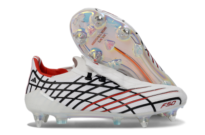 Men's Adidas F50 Spider Elite SG Football Boots - White/Crimson/Jet Black