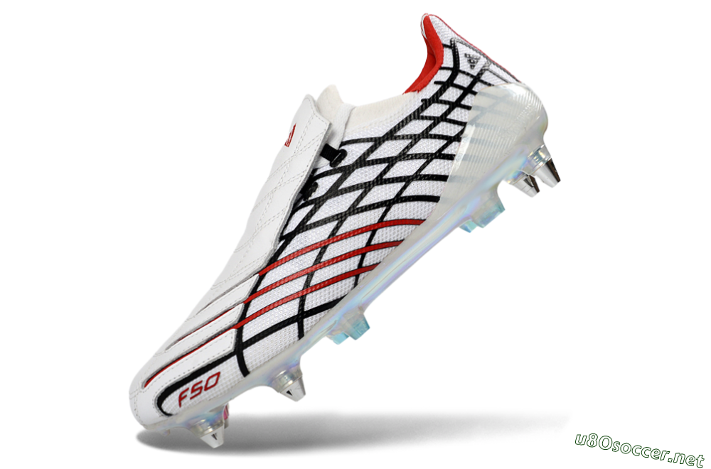 Men's Adidas F50 Spider Elite SG Football Boots - White/Crimson/Jet Black 5