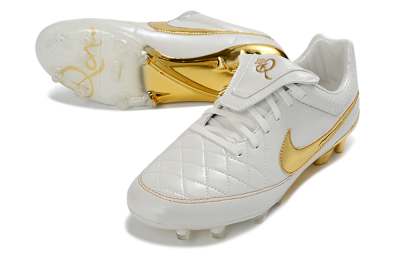 Men's Nike Tiempo Legend SE FG Football Boots - White/Metallic Gold/Classic White