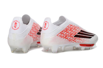 Unisex Adidas F50+ Elite Lightstrike Pro Laceless FG Football Boots - White/Crimson Glow/Black Shadow