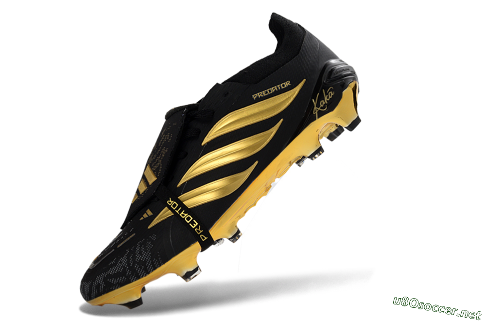 Unisex Adidas Predator 26 Elite Fold-Over Tongue FG Football Boots - Black/Gold Accent/Black Base 5