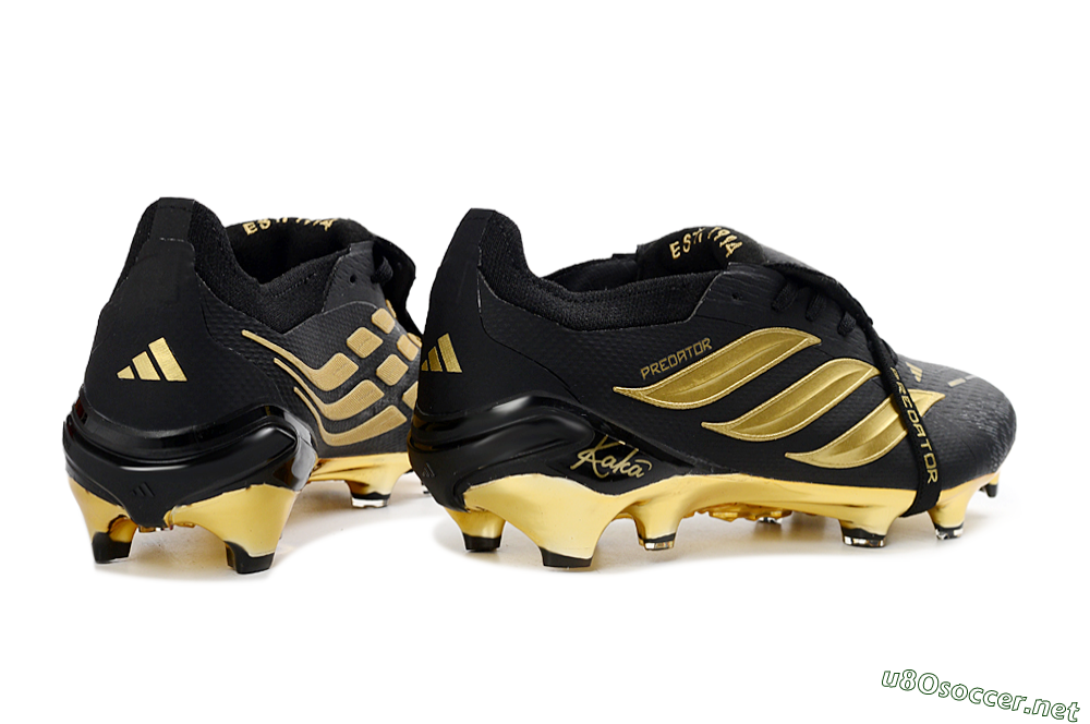 Unisex Adidas Predator 26 Elite Fold-Over Tongue FG Football Boots - Black/Gold Accent/Black Base 6