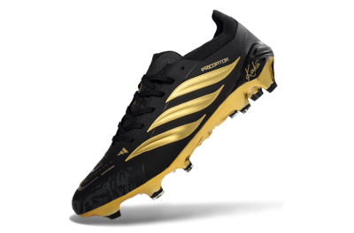 Unisex Adidas Predator 26 Elite FG Football Boots - Black/Metallic Gold/Onyx Black