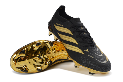 Unisex Adidas Predator 26 Elite FG Football Boots - Black/Metallic Gold/Onyx Black