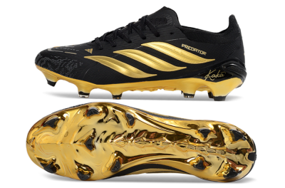 Unisex Adidas Predator 26 Elite FG Football Boots - Black/Metallic Gold/Onyx Black