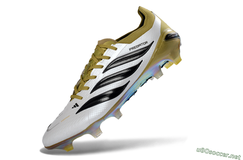 Unisex Adidas Predator 26 Elite FG Football Boots - White/Golden Olive/Black 5