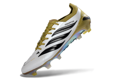 Unisex Adidas Predator 26 Elite FG Football Boots - White/Golden Olive/Black
