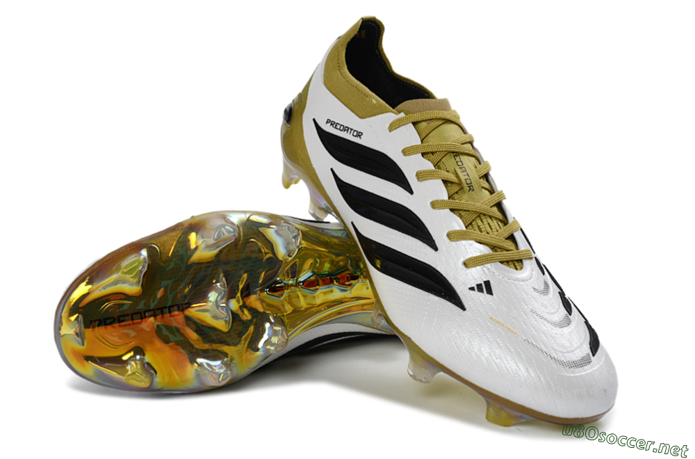 Unisex Adidas Predator 26 Elite FG Football Boots - White/Golden Olive/Black 3