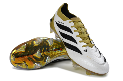 Unisex Adidas Predator 26 Elite FG Football Boots - White/Golden Olive/Black