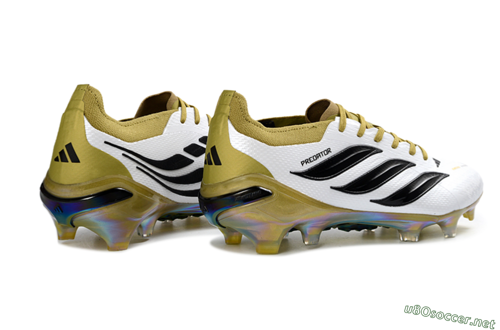 Unisex Adidas Predator 26 Elite FG Football Boots - White/Golden Olive/Black 6