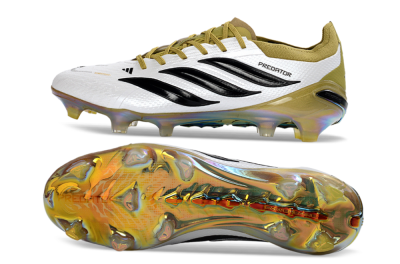 Unisex Adidas Predator 26 Elite FG Football Boots - White/Golden Olive/Black