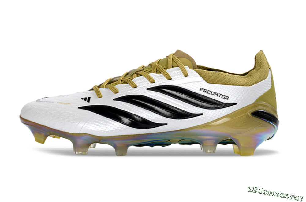 Unisex Adidas Predator 26 Elite FG Football Boots - White/Golden Olive/Black 0