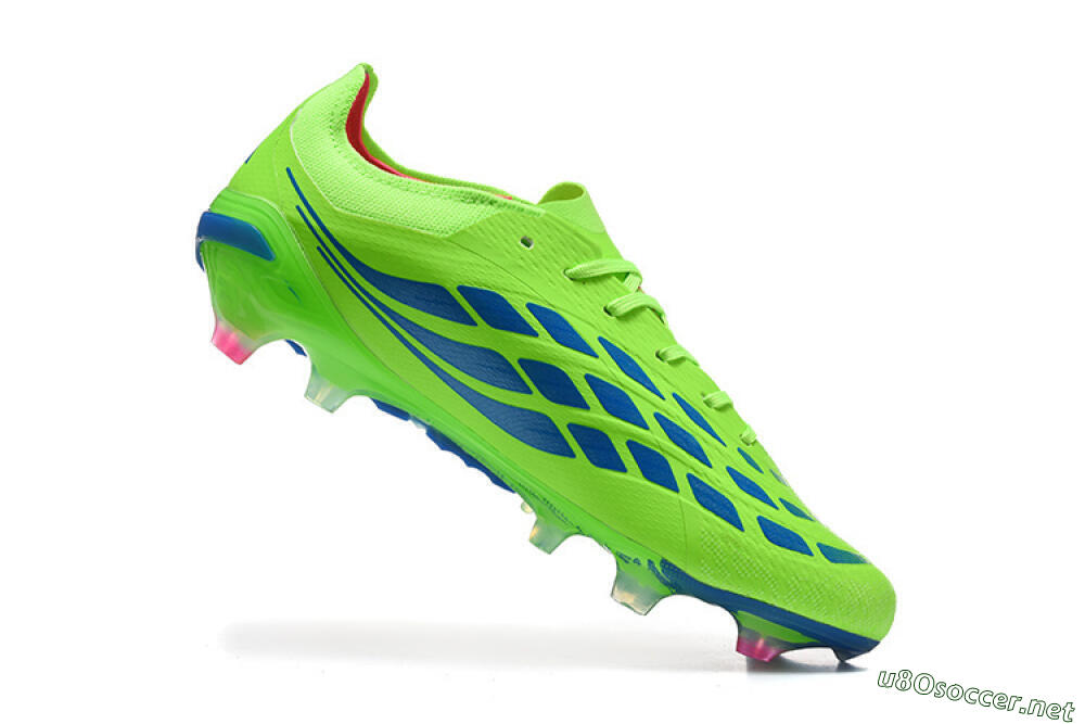 Men's Adidas Predator 26 Elite FG Football Boots - Green/Electric Green/Striking Blue 7