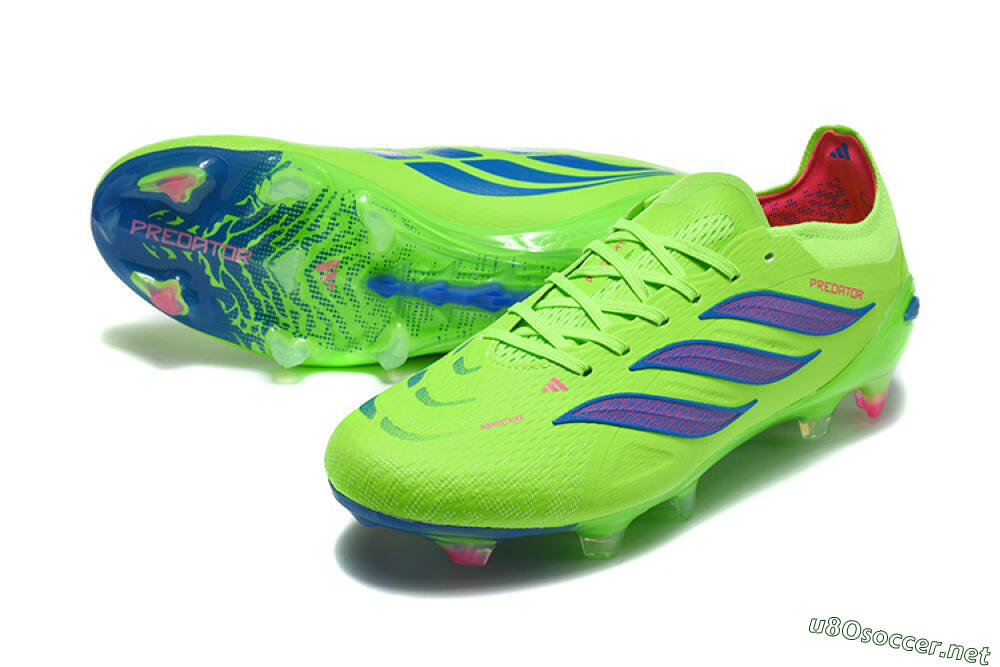 Men's Adidas Predator 26 Elite FG Football Boots - Green/Electric Green/Striking Blue 3