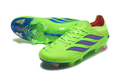 Men's Adidas Predator 26 Elite FG Football Boots - Green/Electric Green/Striking Blue