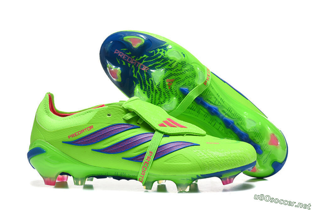 Men's Adidas Predator 26 Elite Fold-Over Tongue FG Football Boots - Green/Electric Lime/Cobalt Blue 2