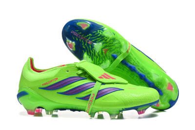 Men's Adidas Predator 26 Elite Fold-Over Tongue FG Football Boots - Green/Electric Lime/Cobalt Blue