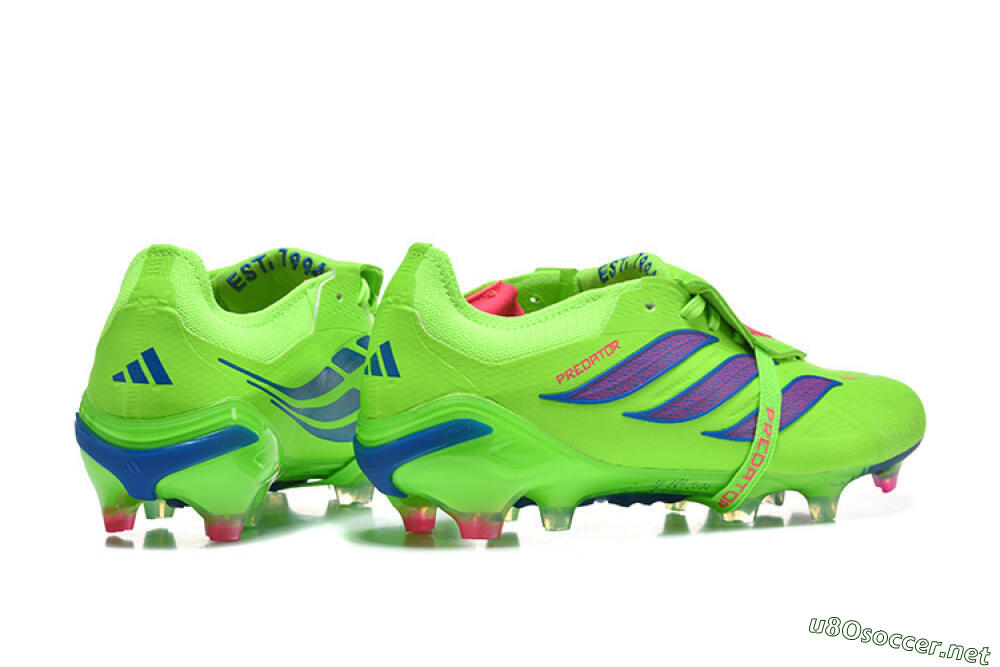 Men's Adidas Predator 26 Elite Fold-Over Tongue FG Football Boots - Green/Electric Lime/Cobalt Blue 9