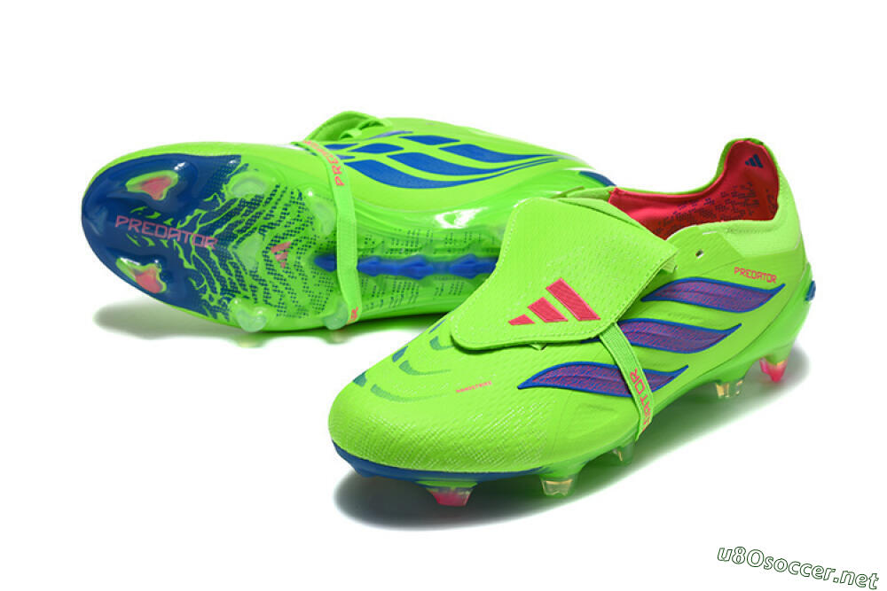 Men's Adidas Predator 26 Elite Fold-Over Tongue FG Football Boots - Green/Electric Lime/Cobalt Blue 3