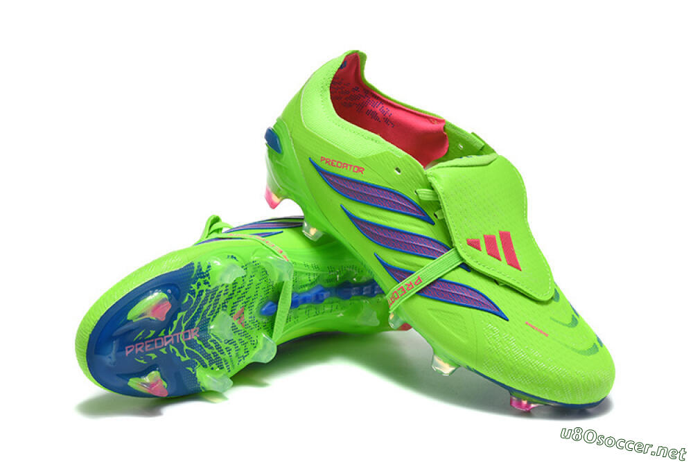 Men's Adidas Predator 26 Elite Fold-Over Tongue FG Football Boots - Green/Electric Lime/Cobalt Blue 4