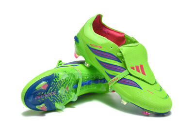 Men's Adidas Predator 26 Elite Fold-Over Tongue FG Football Boots - Green/Electric Lime/Cobalt Blue