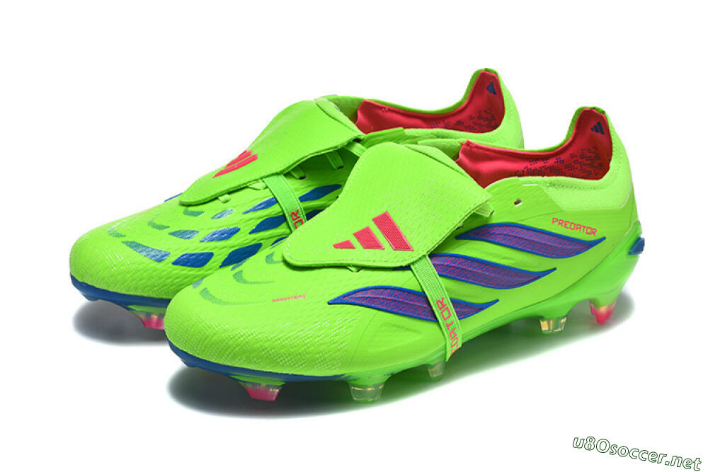 Men's Adidas Predator 26 Elite Fold-Over Tongue FG Football Boots - Green/Electric Lime/Cobalt Blue 5