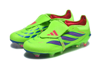 Men's Adidas Predator 26 Elite Fold-Over Tongue FG Football Boots - Green/Electric Lime/Cobalt Blue