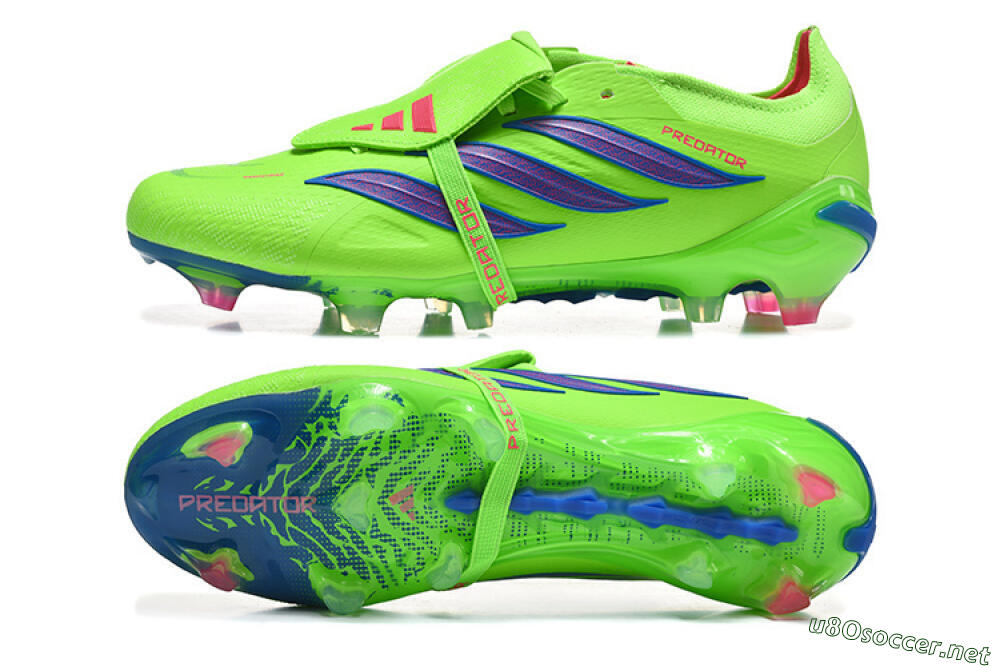 Men's Adidas Predator 26 Elite Fold-Over Tongue FG Football Boots - Green/Electric Lime/Cobalt Blue 1