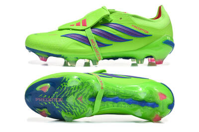 Men's Adidas Predator 26 Elite Fold-Over Tongue FG Football Boots - Green/Electric Lime/Cobalt Blue