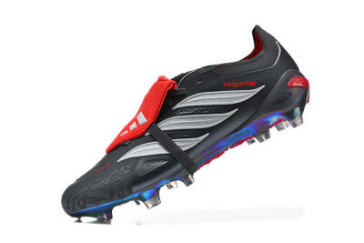 Men's Adidas Predator 26 Elite Fold-Over Tongue FG Football Boots - Black/Electric Red/Metallic Silver