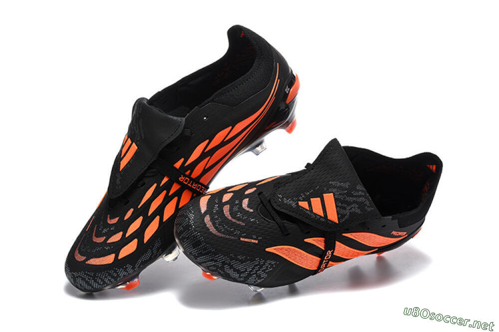 Men's Adidas Predator 26 Elite Fold-Over Tongue FG Football Boots - Black/Electric Orange/Graphite Gray 6