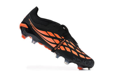 Men's Adidas Predator 26 Elite Fold-Over Tongue FG Football Boots - Black/Electric Orange/Graphite Gray