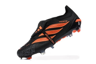 Men's Adidas Predator 26 Elite Fold-Over Tongue FG Football Boots - Black/Electric Orange/Graphite Gray