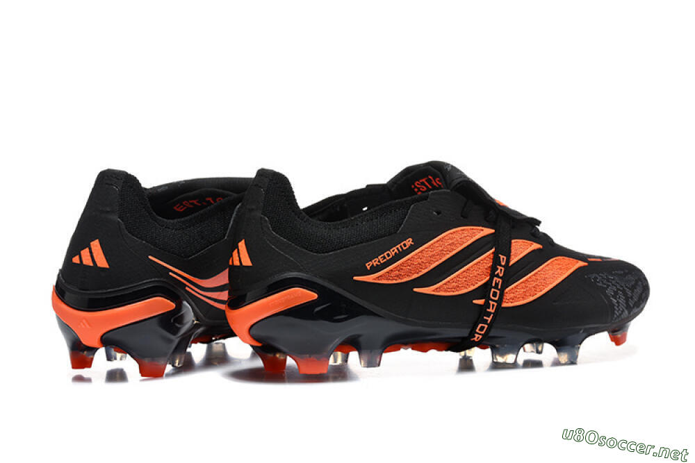 Men's Adidas Predator 26 Elite Fold-Over Tongue FG Football Boots - Black/Electric Orange/Graphite Gray 9