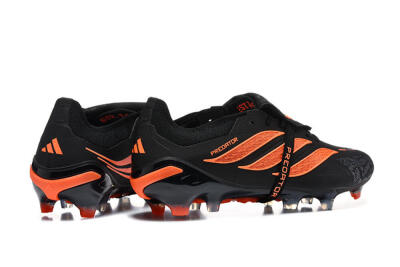 Men's Adidas Predator 26 Elite Fold-Over Tongue FG Football Boots - Black/Electric Orange/Graphite Gray