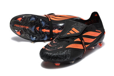 Men's Adidas Predator 26 Elite Fold-Over Tongue FG Football Boots - Black/Electric Orange/Graphite Gray