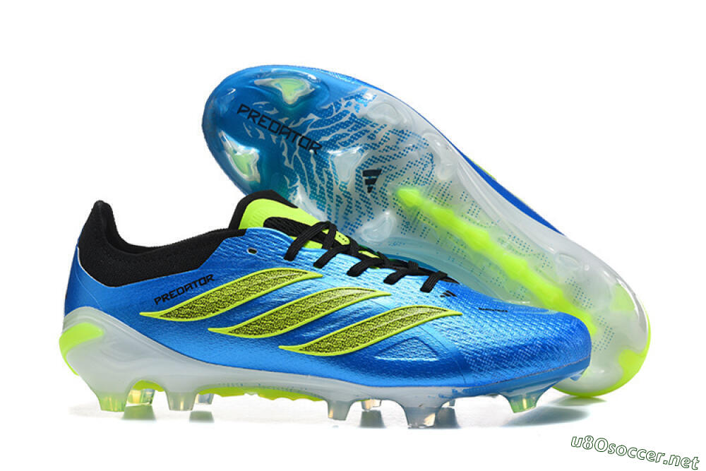 Men's Adidas Predator 26 Elite FG Football Boots - Blue/Electric Blue/Neon Green 2