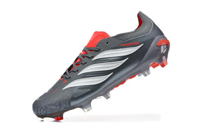 Men's Adidas Predator 26 Elite FG Football Boots - Gray/Crimson Red/Slate Gray