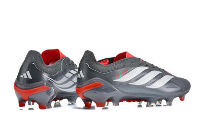 Men's Adidas Predator 26 Elite FG Football Boots - Gray/Crimson Red/Slate Gray