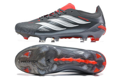 Men's Adidas Predator 26 Elite FG Football Boots - Gray/Crimson Red/Slate Gray