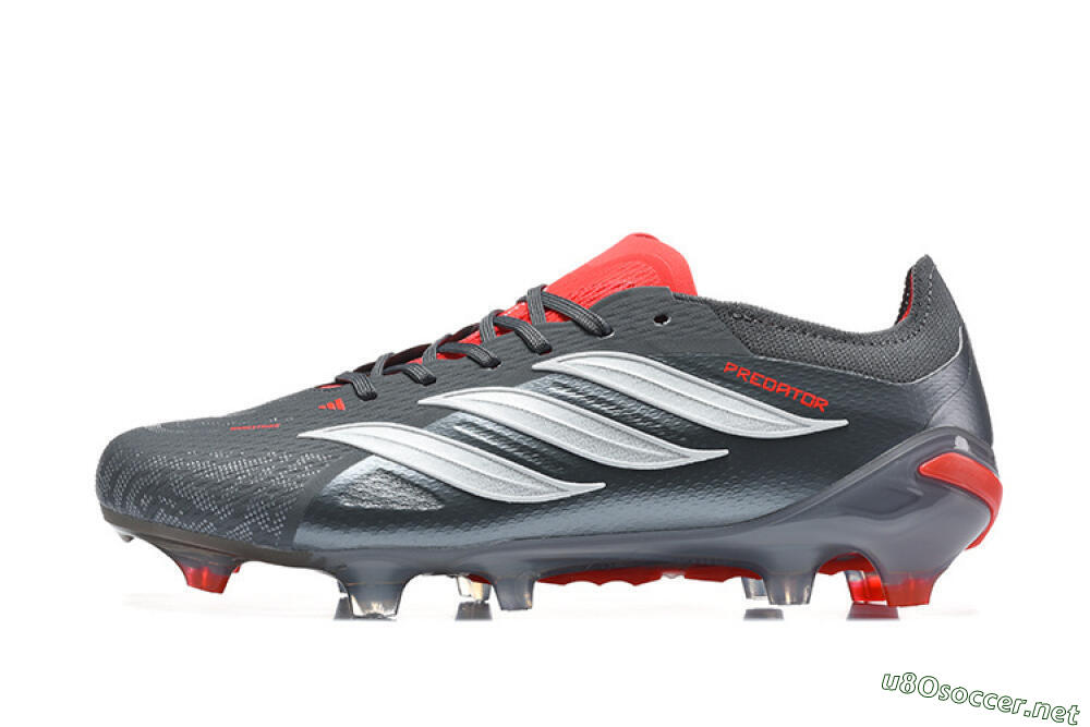 Men's Adidas Predator 26 Elite FG Football Boots - Gray/Crimson Red/Slate Gray 0