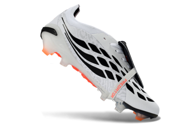 Unisex Adidas Predator 26 Elite Fold-Over Tongue FG Football Boots - White/Electric Orange/Dark Purple