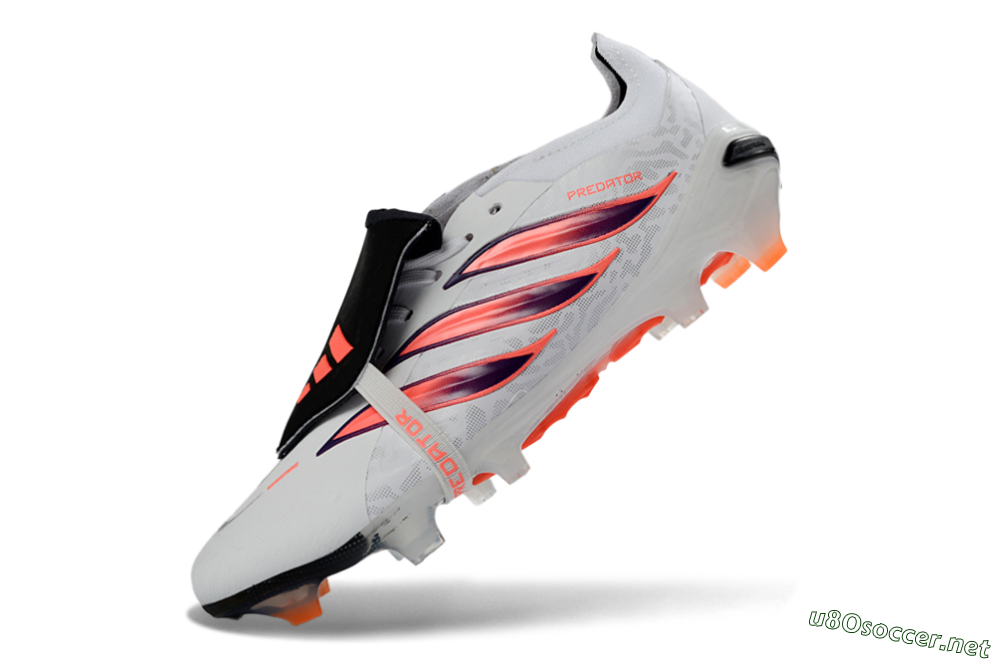 Unisex Adidas Predator 26 Elite Fold-Over Tongue FG Football Boots - White/Electric Orange/Dark Purple 6