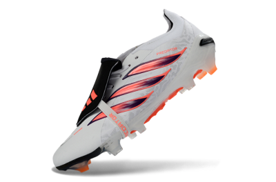 Unisex Adidas Predator 26 Elite Fold-Over Tongue FG Football Boots - White/Electric Orange/Dark Purple