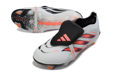 Unisex Adidas Predator 26 Elite Fold-Over Tongue FG Football Boots - White/Electric Orange/Dark Purple