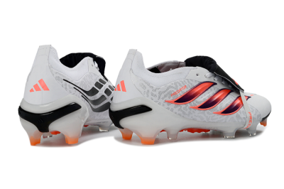 Unisex Adidas Predator 26 Elite Fold-Over Tongue FG Football Boots - White/Electric Orange/Dark Purple